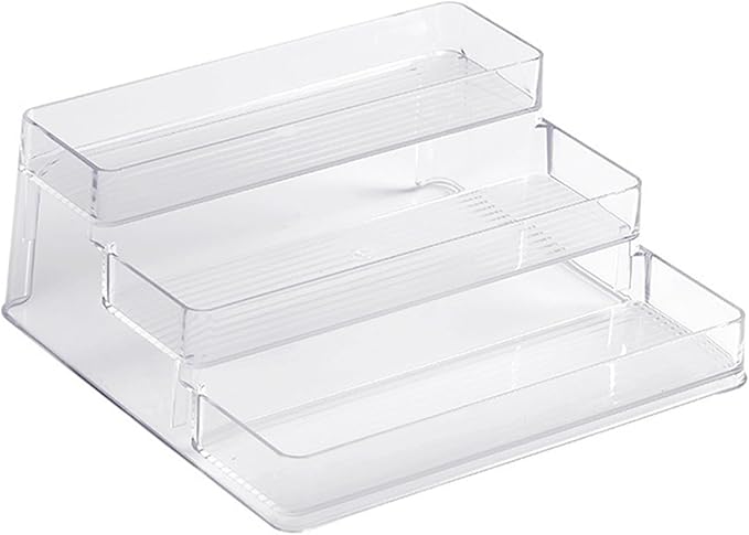Nail Polish Organizer Holder Rack Shelf Multifunctional Transparent 3 Tier Display Stand for Desk Beauty Storage PET Material 26x23.8x10.2cm
