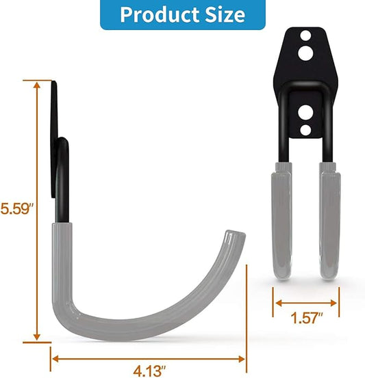 Garage Storage Utility Hooks,Garage Garden Tool Organizer,Steel Wall Mount Hooks, Large Garden U Hooks (2 Pack) (Type-2-Gray)