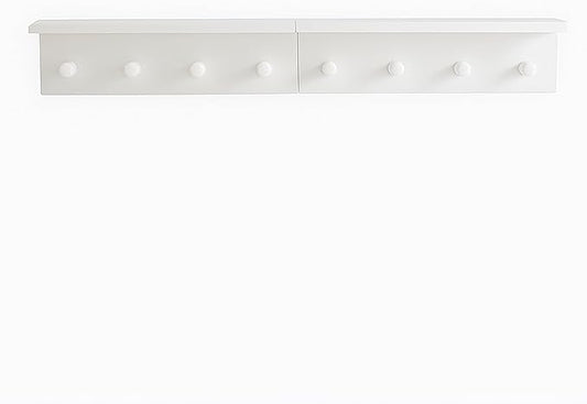 Entrance Coat Rack ,Coat Hooks, Wall-Mounted Wooden Hook Rack, Wall-Mounted Shelves are Very Suitable (White Color Finish—A-2)