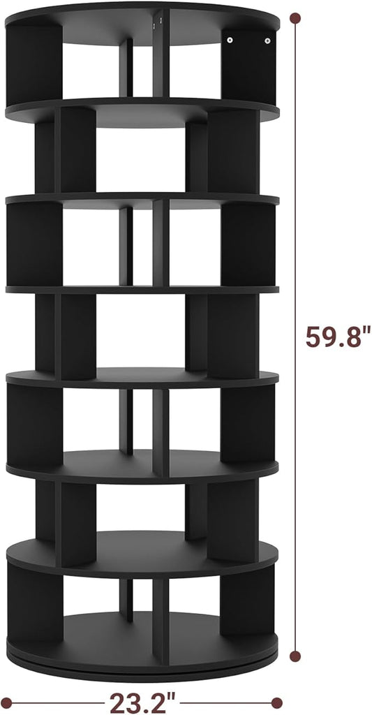 Aheaplus Rotating Shoe Rack Tower, 7-Tier Spinning Shoe Rack 360 Revolving Shoe Rack Organizer for Closet, Display Round Storage Carousel Shoes Closet Organization, Black