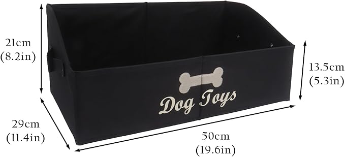 Large Dog Toy Basket Collapsible Dogs Toy Box Fabric Trapezoid Dog Toys Bin Storage for organizing pet Toys/Blankets/leashes/Rope Toys/Clothing-Can be Personalized-Black