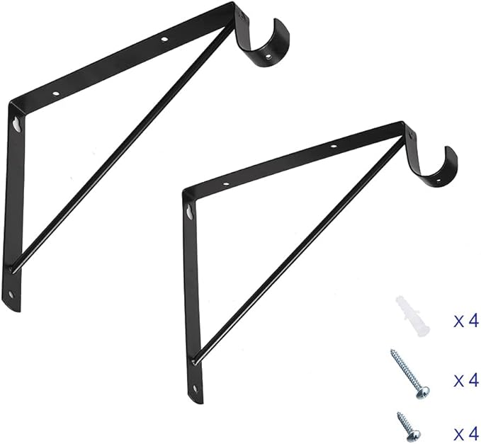 Shelf and Rod Brackets, Wall Mounted Shelf Supports White,SRB300-parent (Black 4 Pack)