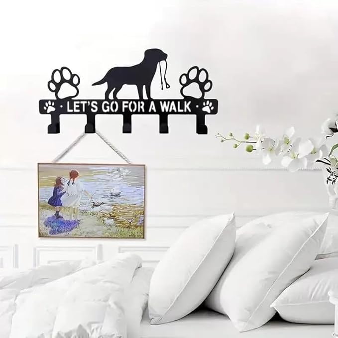 5-Hooks Dog Leash Holder for Wall, Dog Accessory Holder ,Metal Key Holder Leash Hooks