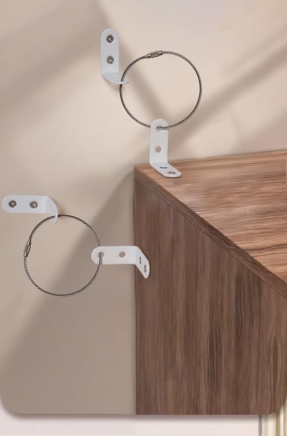 Furniture Anchors Small Aesthetic Earthquake Straps for Furniture Dresser Wall Anti-Tip Furniture Safety Anchor to Childproof and Babyproof Your Home Holds Up to 500 Pound (White, 2 in)