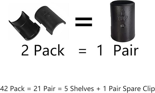 WAFJAMF 42 Pack Wire Shelving Shelf Lock Clips for 1" Post- 21 Pairs Shelving Sleeves Replacements for Wire Shelving System