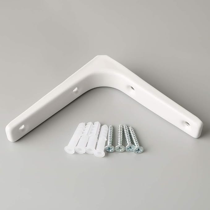 SAYAYO L Shape Wall Bracket, 4 x 4 Inch Iron Shelf Bracket DIY Floating Shelf Support, 2 PCS Bright White
