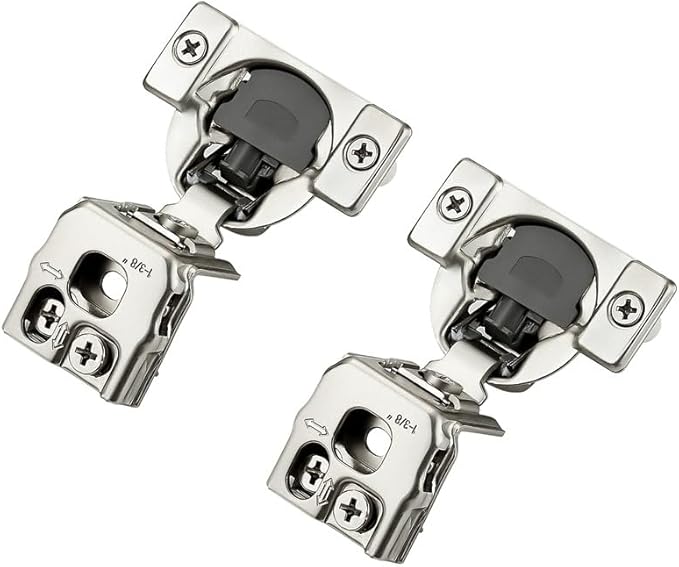 2 Pack 1 Pair 1-3/8 inch Overlay Soft Close Hinges for Kitchen Cabinet Hinges Satin Nickel Hidden Hinges Stainless Steel Concealed Hinge self Closing