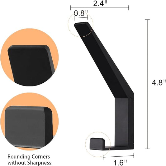 Coat Hooks Wall Mounted Towel Holder Heavy Duty Aluminum Double Robe Hanger for Bathroom Kitchen Office Farmhouse 2 Pack Anodized (Black)
