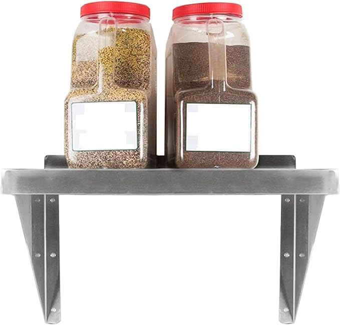 Stainless Steel Wall Shelf | Square Edge | Metal Shelving | Heavy Duty | Commercial Grade | Wall Mount | NSF Certified (6” Width x 10” Length)