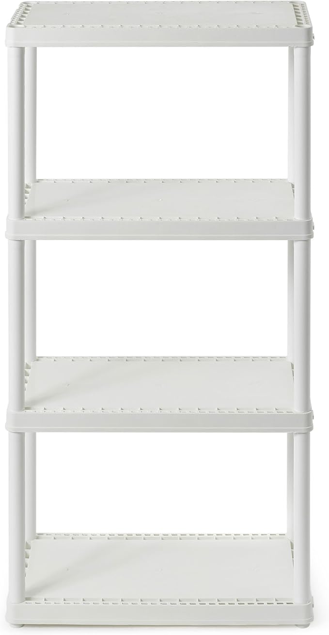Gracious Living 4 Shelf Fixed Height Solid Light Duty Storage Unit 12 x 24 x 48 for Home, Garage, Basement, & Laundry, White (3 Pack)