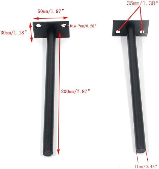 Antrader 4PCS Black Floating Shelf Brackets Blind Hidden Bracket Steel Heavy Duty Wall Shelf Support with Screws and Wall Plugs, Rod Length 7.87"