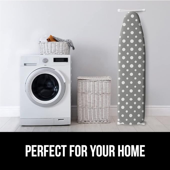 GORILLA GRIP The Original Ironing Board Cover and Pad, Silicone Coating, Thick Scorch Resistant Padding, Heavy Duty Iron Covers Standard Boards, Hook and Loop Fastener Strap, Dots, 15x54