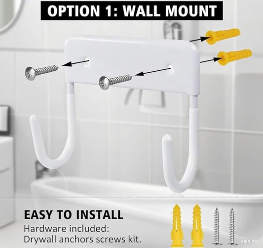 Ironing Board Holder Wall Mount, 5-Inch Wall Mount Ironing Board Hanger, Metal Holder for Laundry Room, Space-Saving & Easy Install,White (2 Pack)
