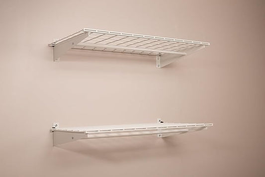 Hyloft Heavy Duty Steel Wall Garage Shelving, 36 in. x 18 in. Adjustable Wall Shelves for Garage Storage, Includes Hanging Rod, Max Shelf Load 200 Pounds, Item 777, 2-Pack, White