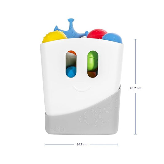 Ubbi Freestanding Bath Toy Organizer Bath Caddy with Removable Drying Rack Bin and Scoop for Toddlers and Baby, Gray (Pack of 6)