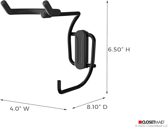 ClosetMaid MaxLoad 2-Pack Garage Hooks & Hangers Wall Mount Heavy Duty Storage for Cords, Hoses, Power Equipment, Black