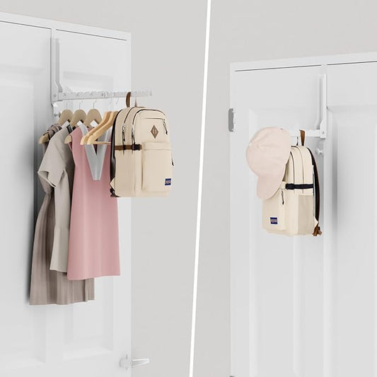 Over The Door Hanger Folding Clothes Drying Rack, Double Fold Hanging Door Hooks Coat Rack with Hooks for Indoor Laundry Room Compact Small Space Foldable Portable Door Hanger Hook Collapsible- 2 Pack