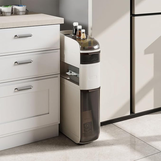Giantex 4-Tiers Narrow Bathroom Storage Cabinet, Slim Rolling Toilet Paper Organizer w/Drawers, Tissue Box, Movable Plastic Storage Cart for Laundry Living Room Kitchen (17” x 7” x 30”(4 Tiers))