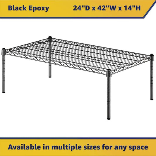 24" x 42" x 14" Black Epoxy Wire Storage Shelf, Dunnage Rack, Commercial 1 Tier Small Shelf