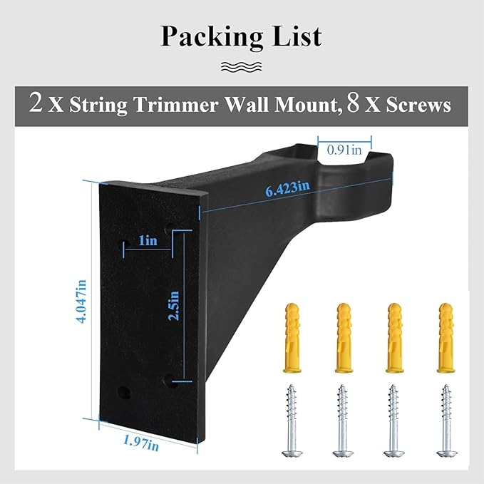 Premium Heavy-Duty Wall Hanging Holder for Garden Power Tools, Garage Storage Organizer, Storage Hooks for Trimmer, Holds up to 250lbs, Fits EGO 56V Trimmer and Edger, Ego Power/Edger(2Pcs/4-Hole)