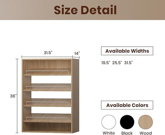 ROOMTEC 31.5" Shoe Shelf Short Tower Closet Unit, Modular Closet System with Shelf, Wardrobe Organizer for Bedroom or Walk-in Closet, Wall Mounted, Customizable Clothes Storage Unit, Wood