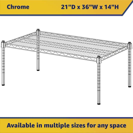 21" x 36" x 14" Chrome Wire Storage Shelf, Dunnage Rack, Commercial 1 Tier Small Shelf