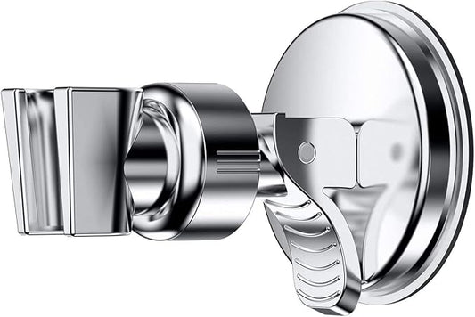 OUO Adjustable Shower Head Holder, Bathroom Suction Cup Handheld Shower Head Bracket, Removable Handheld Showerhead & Wall Mounted Suction Bracket (Silver)