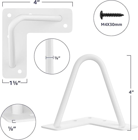 SMARTSTANDARD 4 Inch Heavy Duty Hairpin Furniture Legs, Metal Home DIY Projects for Nightstand, Coffee Table, Desk, etc with Rubber Floor Protectors White 4PCS