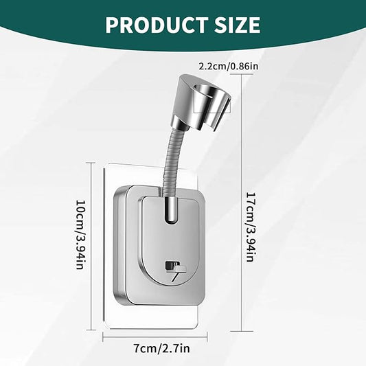 2pcs Shower Head Holder Wall Mount, 360° Adjustable Handheld Holder, No-Drill Strong Adhesive Wand Bracket, Waterproof Shower Handle Holder Fits up to 0.83 Inch, Bathroom Accessories, Chrome