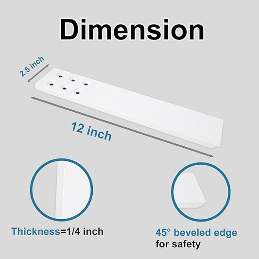 Countertop Support Bracket 3 Pack 12" Lx 2.5" W Hidden White Knee Wall Support Countertop Bracket 3/8" Thick Heavy Duty for Quartz/Granite/Wood/Concret Countertops Screws Included