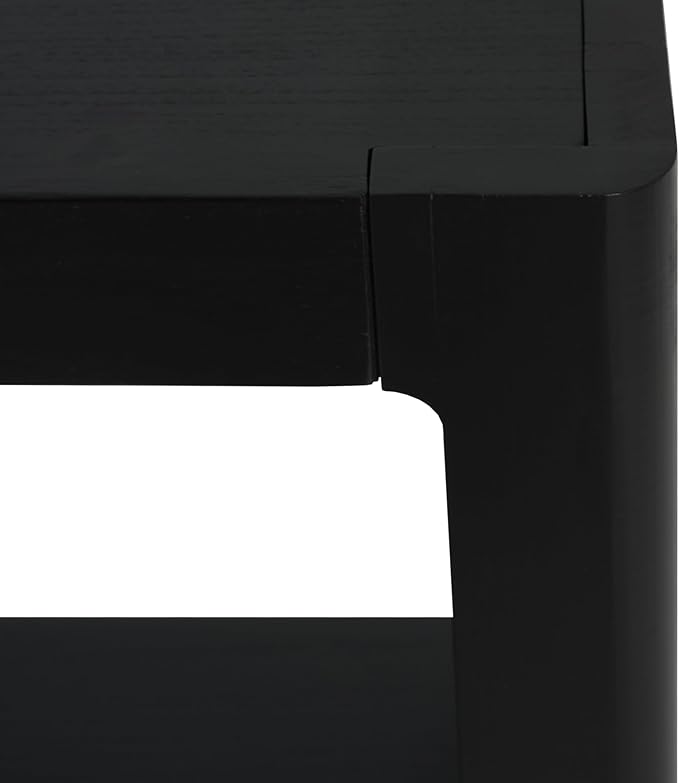 59-Inch Long Console Table, Modern Farmhouse 2-Tier Console Table, Elegant Minimalist Design with Premium Wood Veneer and Rounded Corners for Entrance, Hallway, Living Room (Black-880)