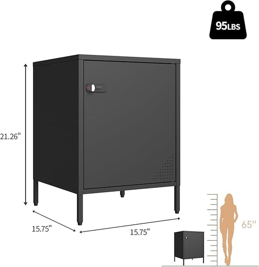 Metal Lokcer Cabinet (Black, 15.75" D x 15.75" W x 21.26" H)