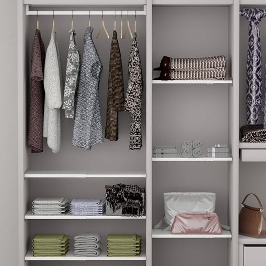 Slideep Adjustable Closet Shelf with Seamless Sticker, Metal Expandable Wardrobe Shelves Organizer for School Locker, Cabinet, Wardrobe, Cupboard, Kitchen 3 Pack-11.8'' Width