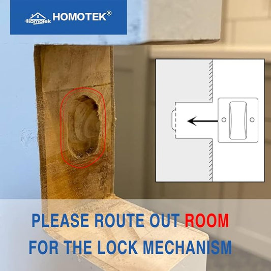 HOMOTEK Privacy Pocket Door Lock Hardware with Pull - Replace Old Or Damaged Sliding Door Locks Quickly and Easily, 2-3/4”x2-1/2”, for 1-3/8” Thickness Door, Brushed Nickel