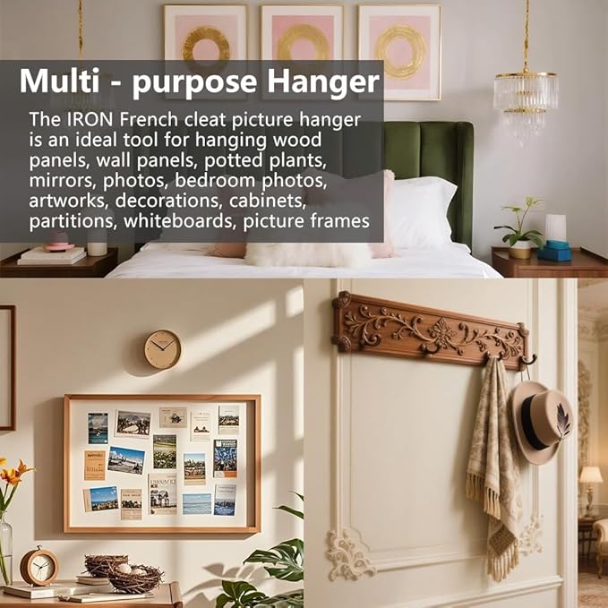 8 Pairs of Heavy Duty French Cleat-6 Inches Interlocking Z-Style Picture Hanger Bracket Kit Professional Mirror Hanger for Large Bathroom Mirrors, Heavy Artwork & Wall Panels (8, 6 Inches)
