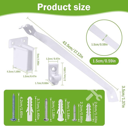 12 Inch Wire Shelf Brackets Set, 3 Pack Metal Shelf Supports + 6 Shelf Clips & 2 End Brackets, Wire Shelving Accessories for Wardrobe and Wall Bracket Installation