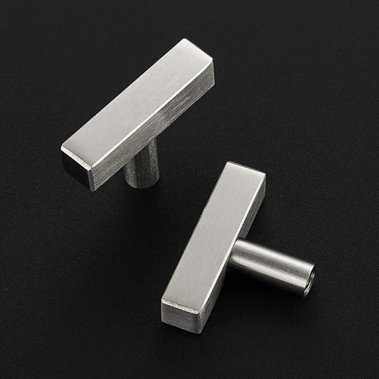 1 Pack Silver Cabinet Knobs - Sqaure Bar Cabinet Pulls Brushed Nickel Knobs for Kitchen Cabinet Drawer Stainless Steel Dresser Knobs for Cabinet Hardware 2in Length Single Hole