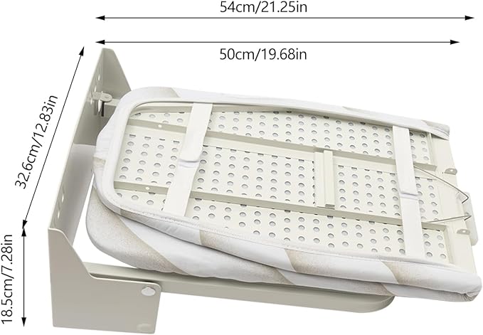 Wall Mounted Ironing Board, Foldable Iron Board with Heat Resistant Cover in Wall White Foldable Ironing Board Space Saving for Home Laundry Room