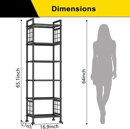 GIOTORENT 6-Wire Standing Storage Shelf for Bathroom Organizers and Storage & Laundry Room Organization, Metal Shelving Unit Pantry Rack for Kitchen & Bathroom, Black