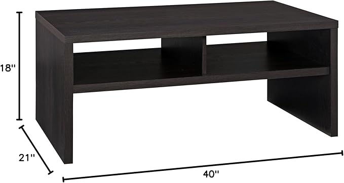 ClosetMaid 1664 Rectangular Coffee Table with Storage Shelves, Black Walnut