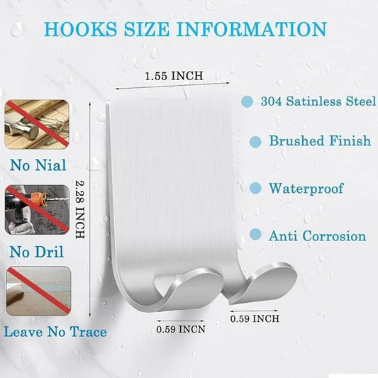 Razor Holder Shaver Hook Hanger Stand (2Pack) Self Adhesive Stainless Steel Utility Storage Hook,Shower Hook for Razor,Wreath Hangers for Front Doors,Bathroom Kitchen Organizer for Robe Towel Loofah