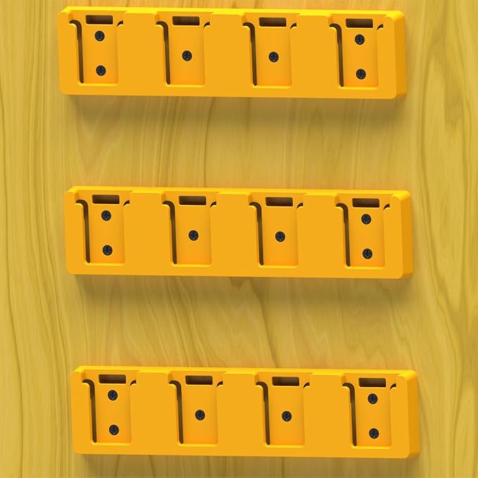 Battery Rack Compatible with DeWalt 20V Battery Holder, Mount 4 Slot Bulk Battery Garage Tool, Tools for Dewallt 20v , Wall Display Hook Holder (Black-4pc)