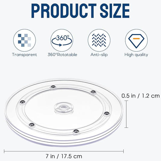 7 inch Lazy Susan Turntable,Acrylic Lazy Susan for Table Top,Small Lazy Susan Organizer for Kitchen Cabinets,Makeup,Spice Racks