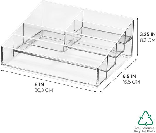 iDesign The Sarah Tanno Collection Plastic Cosmetics and Nail Polish Organizer, 5- Compartment, Clear