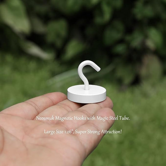 Neosmuk Magnetic Hooks, Cruise Ship Essentials, 130lb+ Heavy Duty Magnetic Hooks for Cruise Cabins, Refrigerator, Grill, Hanging, and Travel | Extra Strong Must-Haves Magnet Hook,White,5 Pack