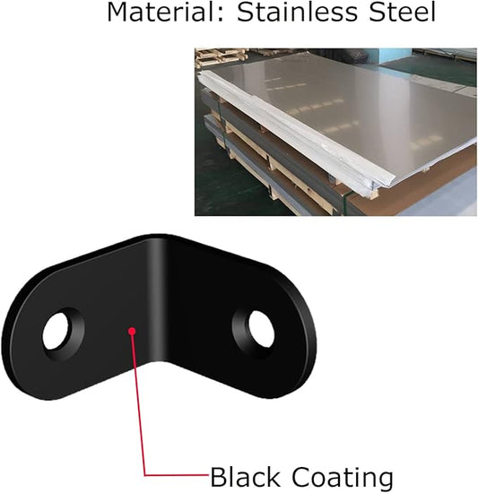Corner Brace, L Bracket, Corner Brackets of Stainless Steel,Small Angle Support for Home Improvement, Metal Iron Braces for Wood Aufuga (20, Black, 1x1x10.6)