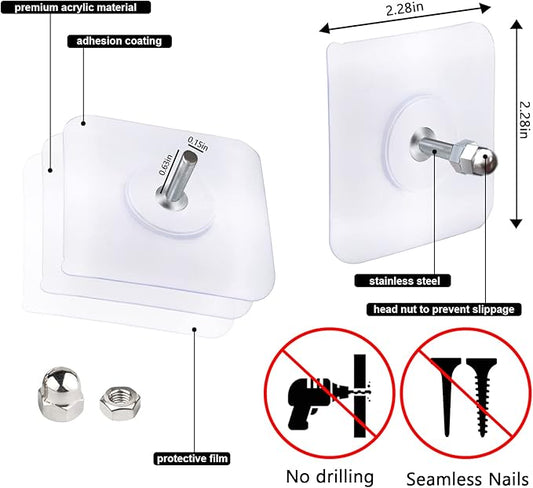 AIERSA 13 Pack Wall Hooks for Hanging,Screw Free Sticker for Mount Wall Shelf, 2 in 1 Reusable Adhesive Hooks Heavy Duty, Waterproof Rustproof and Oilproof for Kitchen, Bathroom, Home, Office(16mm)