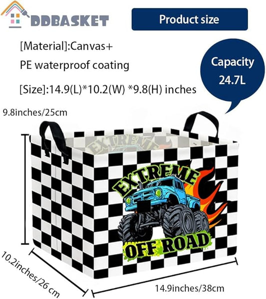 Rectangle Kids Baskets Car Basket Cute Storage Bin Organizer Boys Box for Room Decor Gift Basket(Racing car)