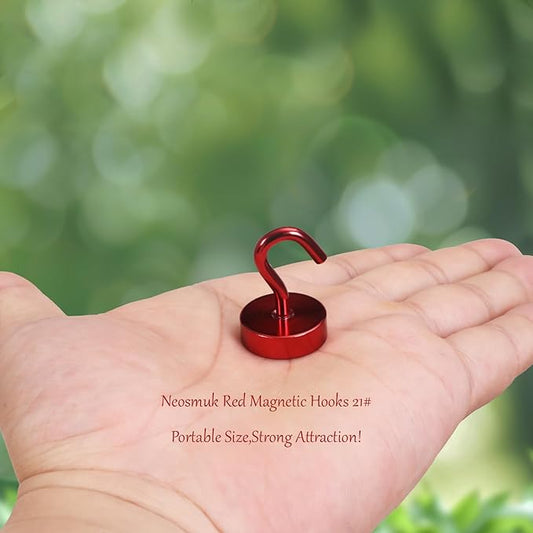Neosmuk Magnetic Hooks, Cruise Ship Essentials, 40lb+ Heavy Duty Magnetic Hooks for Cruise Cabins, Refrigerator, Grill, Hanging, and Travel | Extra Strong Must-Haves Magnet Hook,Red,Pack of 5