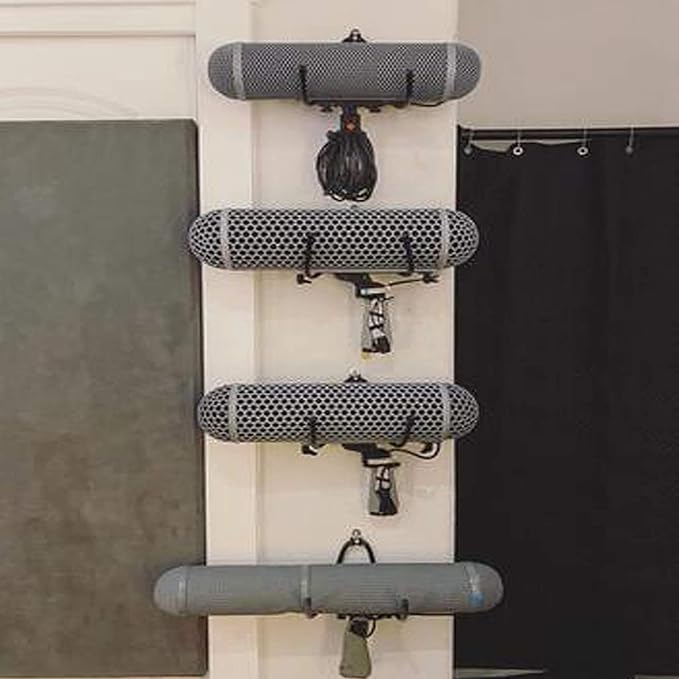 Wall Mount Yoga Mat Foam Roller and Towel Rack Hooks , Exercise Mat Storage Shelf for Hanging Yoga Strap and Resistance Bands at Your Fitness Class or Home Gym, Adjustable Size,Up to 20Lbs - (2 Pack)